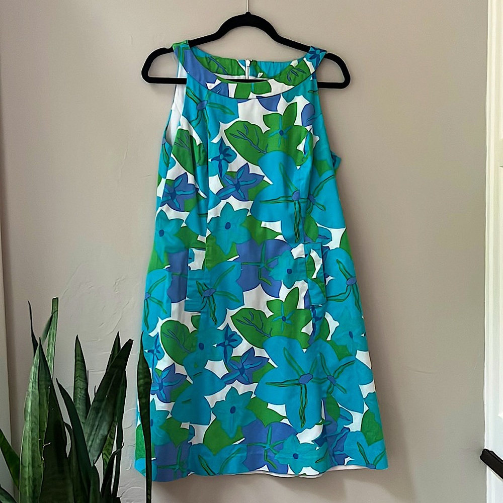 TALBOTS PETITES VINTAGE FLORAL SHIFT DRESS 12